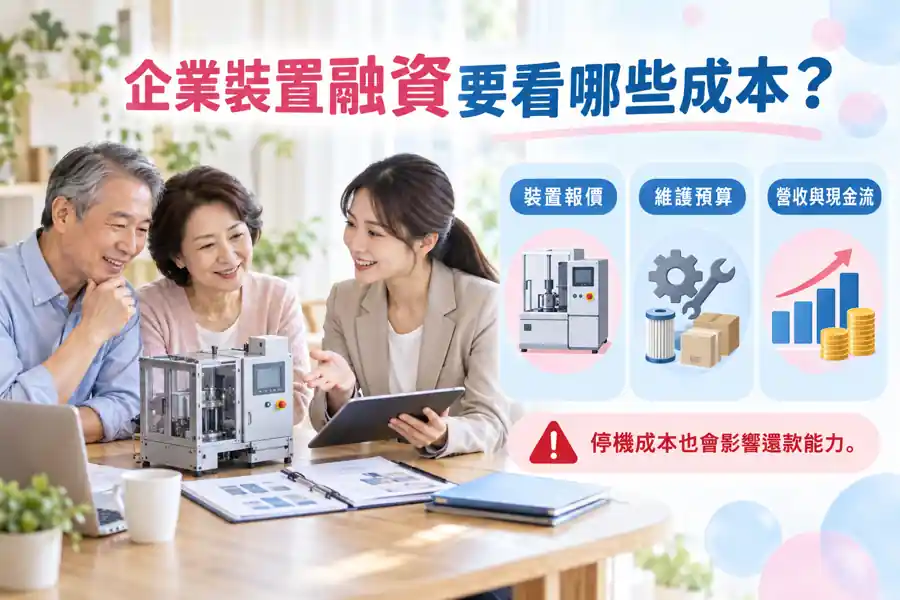 企業設備融資要看哪些成本?把買價、運轉與還款放在同一張表主題示意