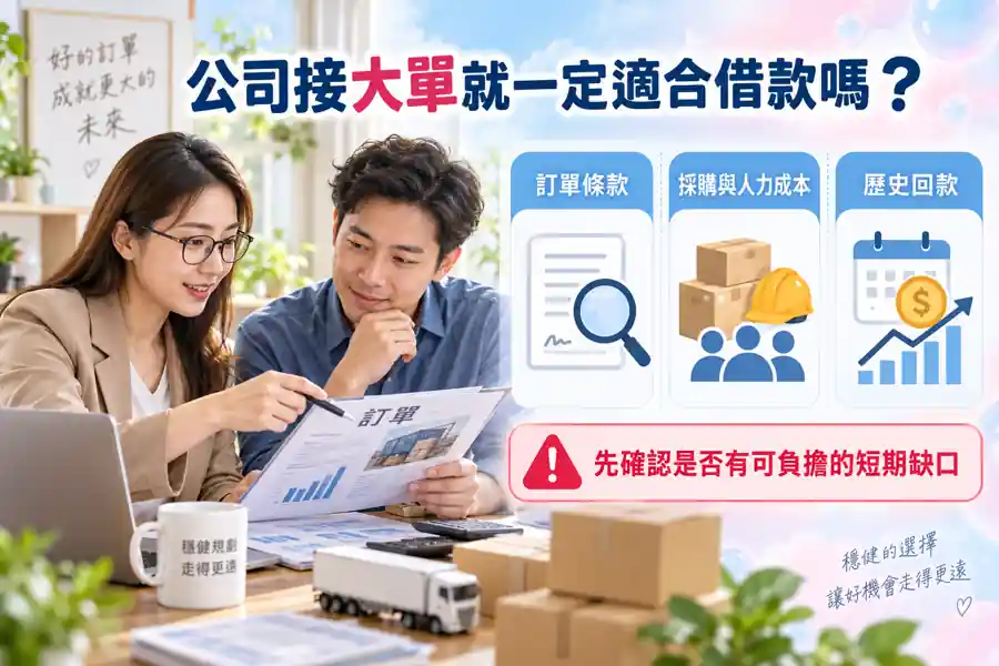 公司接大單就一定適合借款嗎?先算毛利、付款時間與履約風險主題示意