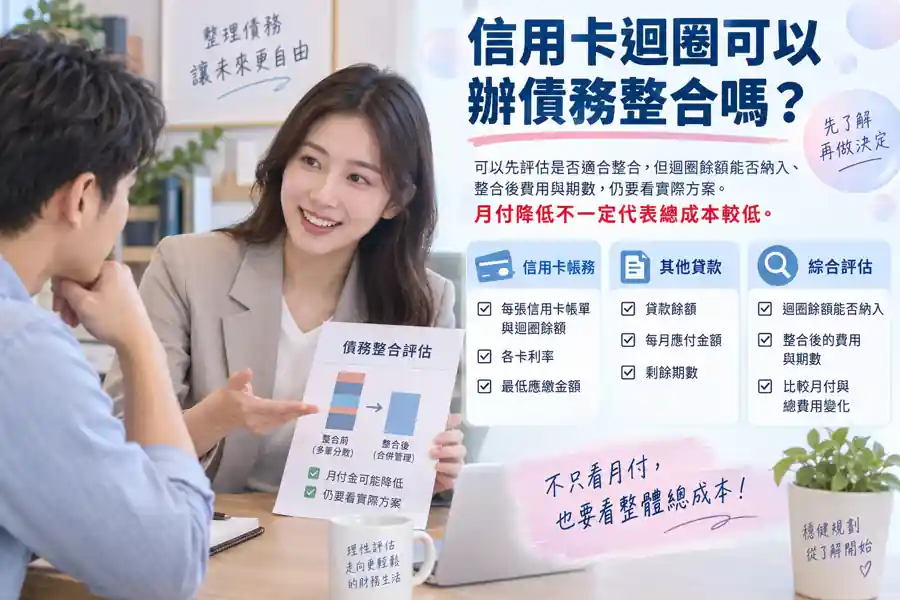 信用卡循環可以辦債務整合嗎?主題示意