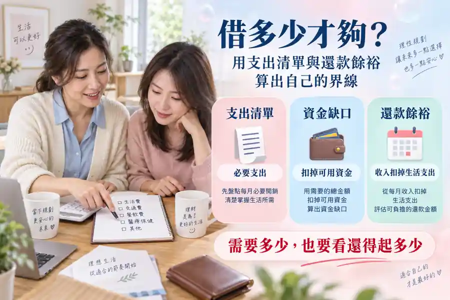 借多少才夠?用支出清單與還款餘裕算出自己的界線主題示意