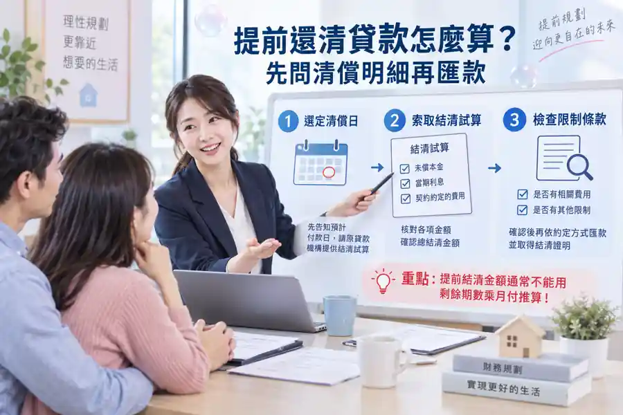 提前還清貸款怎麼算?先問清償明細再匯款主題示意