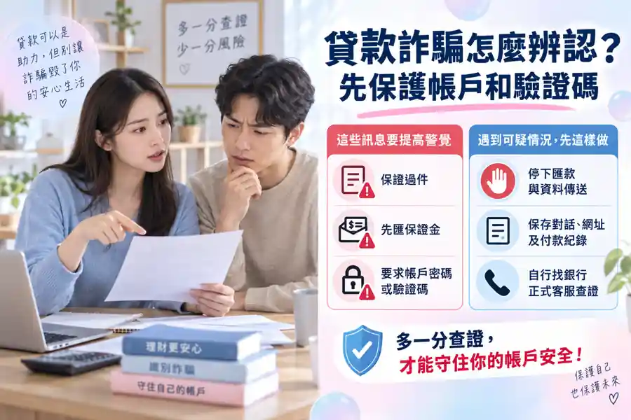 貸款詐騙怎麼辨認?先保護帳戶和驗證碼主題示意