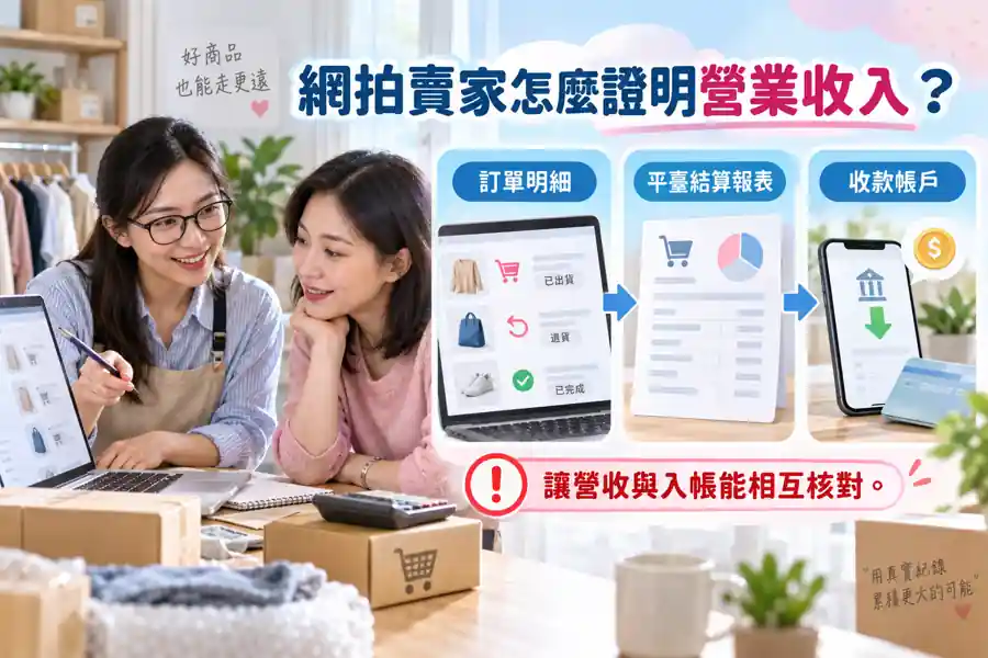 網拍賣家怎麼證明營業收入?從訂單、退貨到入帳整理一條證據鏈主題示意