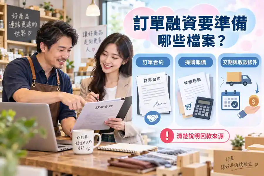 訂單融資要準備哪些檔案?從接單到收款整理證據鏈主題示意