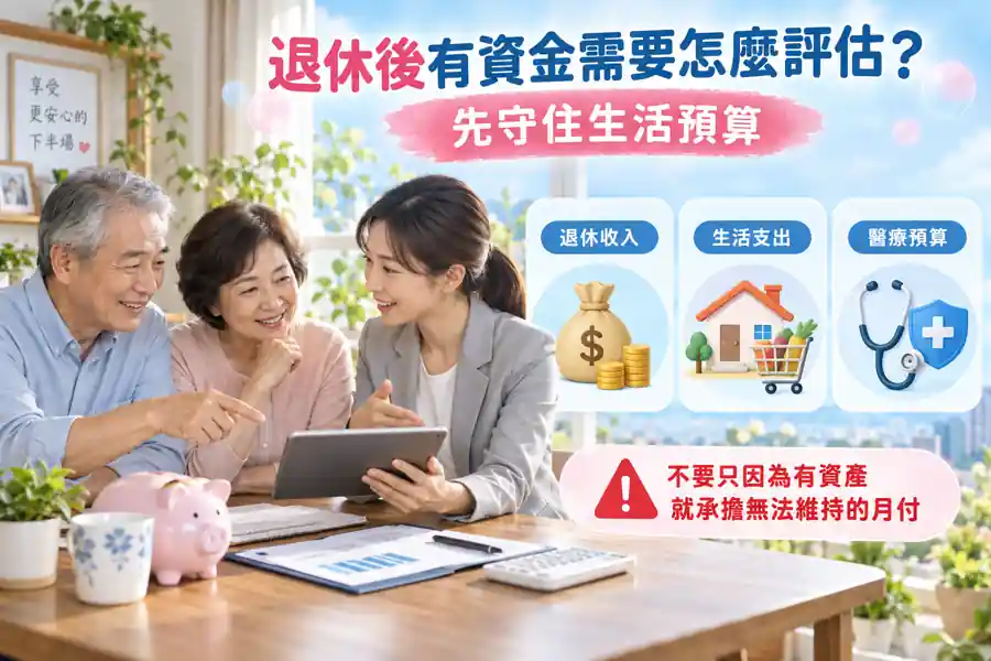 退休後有資金需要怎麼評估?先守住生活預算主題示意