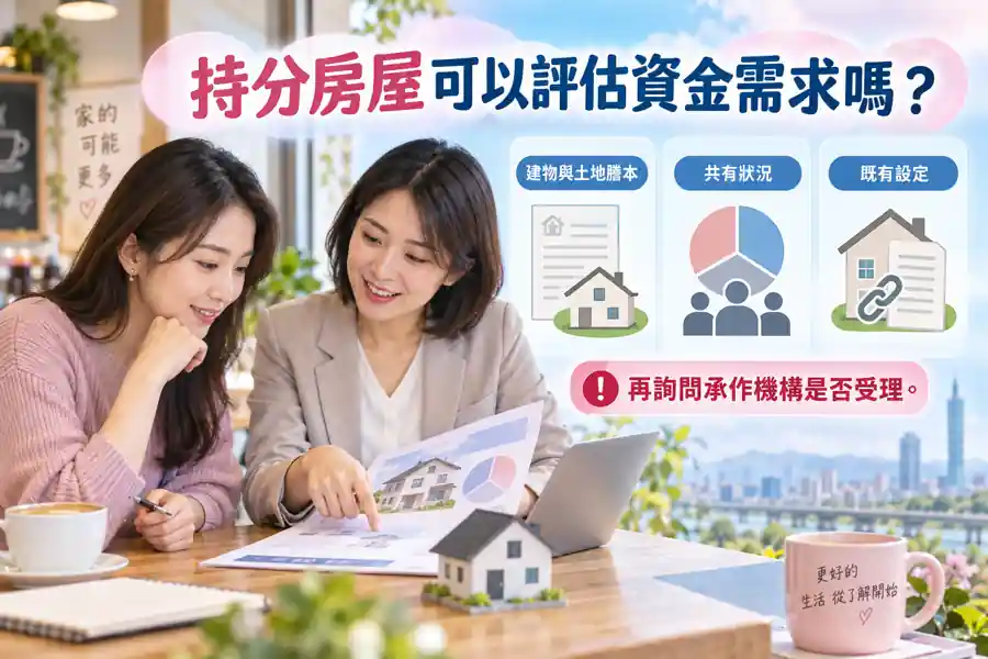 持分房屋可以評估資金需求嗎?主題示意