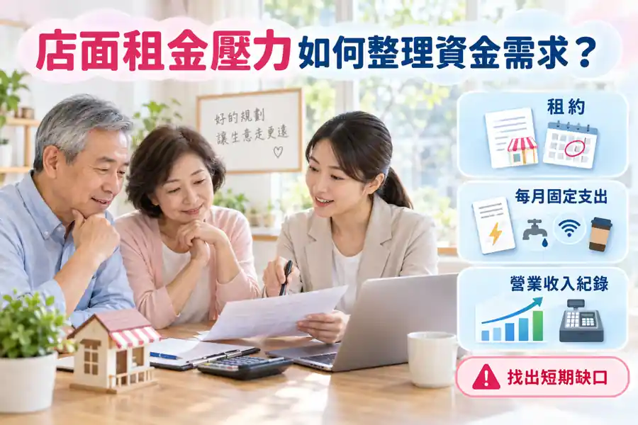 店面租金壓力如何整理資金需求?先找出付款日與真正缺口主題示意